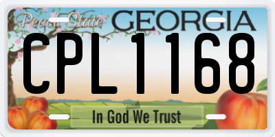 GA license plate CPL1168