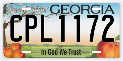 GA license plate CPL1172