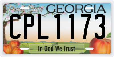 GA license plate CPL1173