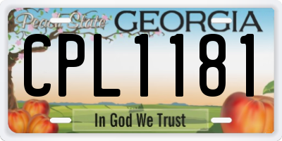GA license plate CPL1181