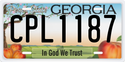 GA license plate CPL1187