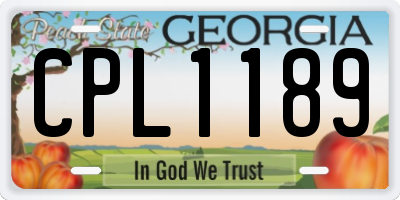 GA license plate CPL1189