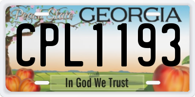 GA license plate CPL1193