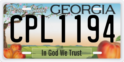 GA license plate CPL1194