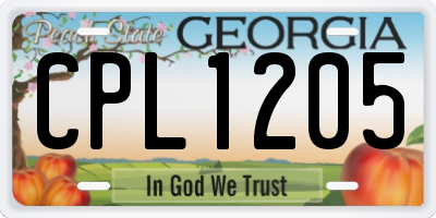 GA license plate CPL1205