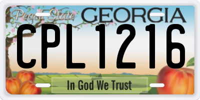 GA license plate CPL1216