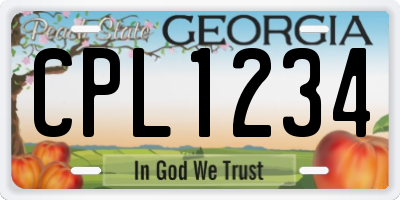 GA license plate CPL1234