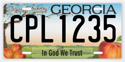 GA license plate CPL1235