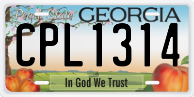 GA license plate CPL1314