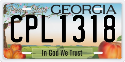 GA license plate CPL1318