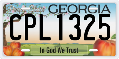 GA license plate CPL1325