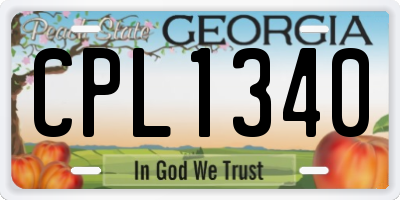 GA license plate CPL1340