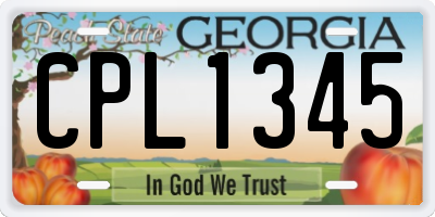 GA license plate CPL1345