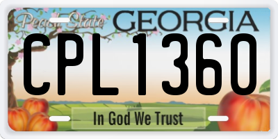 GA license plate CPL1360
