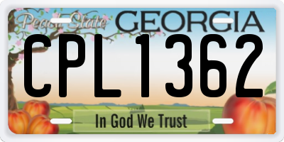 GA license plate CPL1362