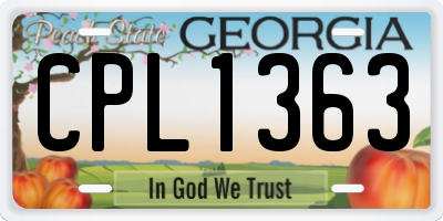 GA license plate CPL1363