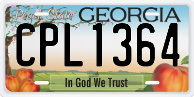 GA license plate CPL1364