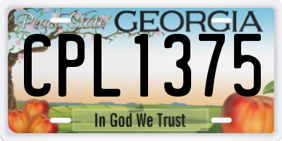 GA license plate CPL1375