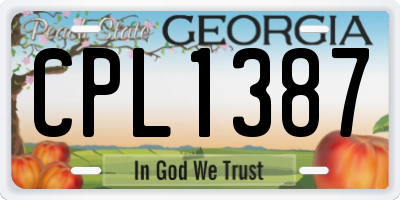 GA license plate CPL1387