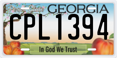GA license plate CPL1394