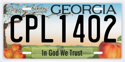 GA license plate CPL1402