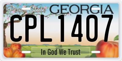 GA license plate CPL1407