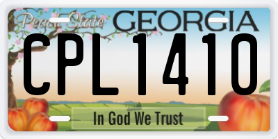 GA license plate CPL1410