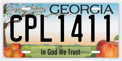 GA license plate CPL1411