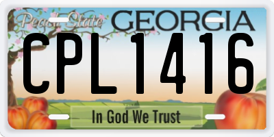 GA license plate CPL1416