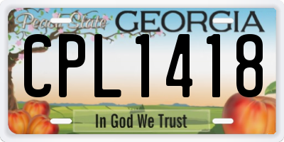 GA license plate CPL1418