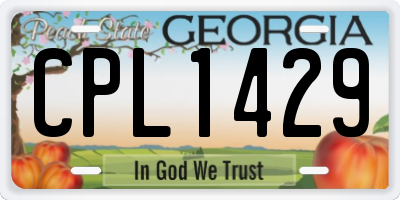 GA license plate CPL1429