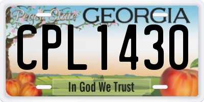 GA license plate CPL1430