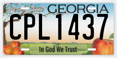 GA license plate CPL1437