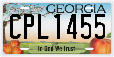 GA license plate CPL1455