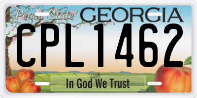 GA license plate CPL1462