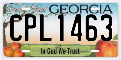 GA license plate CPL1463