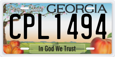 GA license plate CPL1494