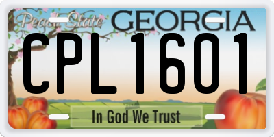 GA license plate CPL1601
