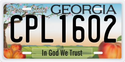 GA license plate CPL1602