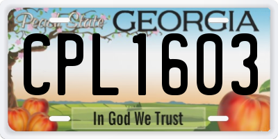 GA license plate CPL1603
