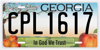 GA license plate CPL1617