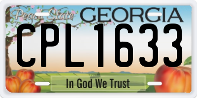 GA license plate CPL1633