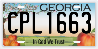 GA license plate CPL1663
