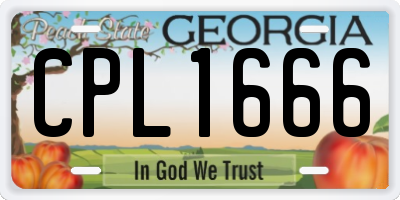 GA license plate CPL1666