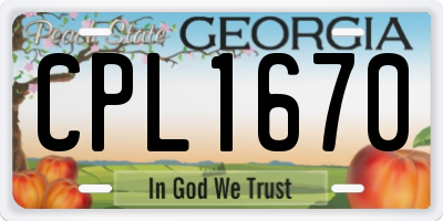 GA license plate CPL1670