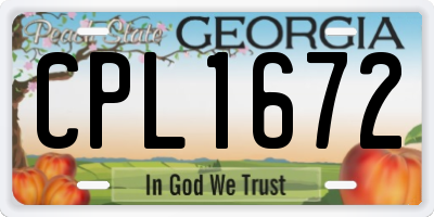 GA license plate CPL1672