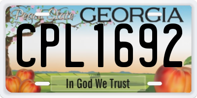 GA license plate CPL1692