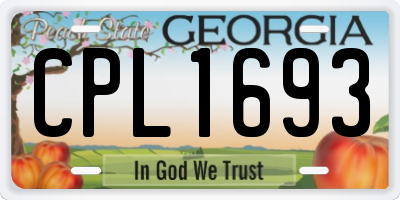 GA license plate CPL1693