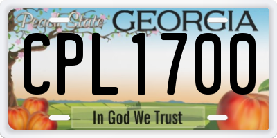 GA license plate CPL1700