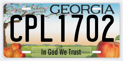 GA license plate CPL1702